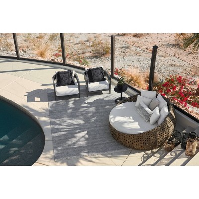 Handwoven Silver Rectangular 8' x 10' Indoor/Outdoor Rug