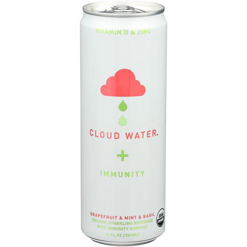 Cloud Water Immunity Organic Grapefruit Mint & Basil Sparkling Water - Pack of 12 - 12 fl oz, 1 of 2