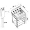 Huxxion Stainless Steel Utility Sink, Free Standing Single Bowl Kitchen Sink with Cold and Hot Water Pipe, Outdoor Basin Station with Cabinet - 2 of 4