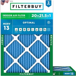 Filterbuy 20x21.5x1 Air Filter (2-Pack), Pleated MERV 13 Health Defense Replacement HVAC AC Furnace Filters (Actual Size: 19.88 x 21.50 x 0.75) - 1 of 4