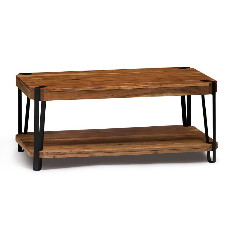 Alaterre Furniture Ryegate Live Edge Solid Wood Coffee Table Metal and Wood, 1 of 8