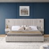 KWPZQEB Luxury Platform Bed Frame with 2 Lamps & 2 Nightstands, Upholstered Bed Frame with Oversize Fabric Headboard for Bedroom, No Box Spring Needed - 2 of 4
