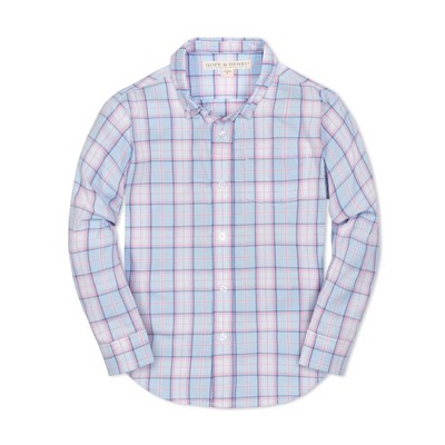 Hope & Henry Boys' Organic Poplin Long Sleeve Button Down Shirt, Infant