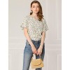 Allegra K Women's Floral Chiffon Casual Round Neck Flutter Sleeve Blouse - 2 of 4