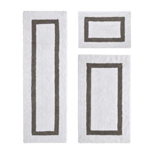 Hotel 3 PC Bath Rug 100% Premium Cotton Tufted Weave Two Tone Reversible Bathroom Rug, Super Soft Absorbent, Machine Washable Bath Mat - 1 of 4