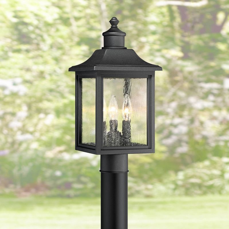 John Timberland Moray Bay Rustic Mission Outdoor Post Light Black 17" Clear Seedy Glass for Exterior Barn Deck House Porch Yard Patio Home Outside, 2 of 7