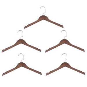 Unique Bargains Retro Wood Non-Slip Suit Hangers With Stainless Steel Hook 5 Pcs - 1 of 4