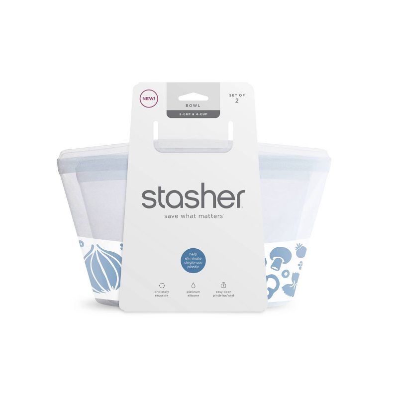 Stasher Reusable Bowls Set - 2 &#38; 4-Cup - 2pk - Clear, 5 of 9