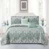 Evo Bytes 5-Piece Bedding Quilt Set – Printed Microfiber Lightweight Bedding with Quilts, Pillow Shams & Decorative Pillows-Queen - 3 of 4
