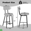 Bar Stool Set of 2 Upholstered Counter Height Bar Chair Counter Bar Stools - 3 of 4