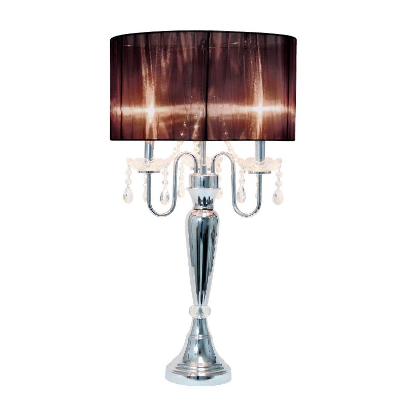 Romantic Sheer Shade Table Lamp with Hanging Crystals - Elegant Designs, 3 of 13