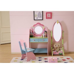 Vynxaria Kids Funnel Olivia the Fairy Dressing Table with Chair - Colorful & Safe Vanity Set - 1 of 4