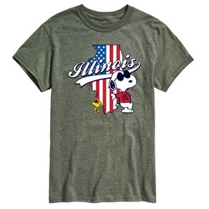 Men's - Peanuts - American Flag Peanuts Illinois Short Sleeve Graphic T-Shirt - 1 of 4