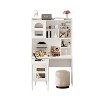 NicBex Modern Standing Computer Desk with 90 Degree Rotating Desktop, Versatile Writing Desk with Shelves and Cabinets for Living Room - 3 of 4