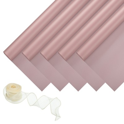 Unique Bargains Decorative Elegant Waterproof Matte Gift Wrap Paper with Ribbon 1 Set