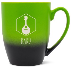 Elanze Designs Barbarian Bard 12 Ounce Ceramic Laser-Etched Engraved Drinkware Mug, Green and Black Ombre - 1 of 4