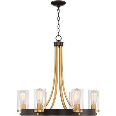 Stiffel Ferrers 26" Dark Bronze and Gold 6-Light Chandelier