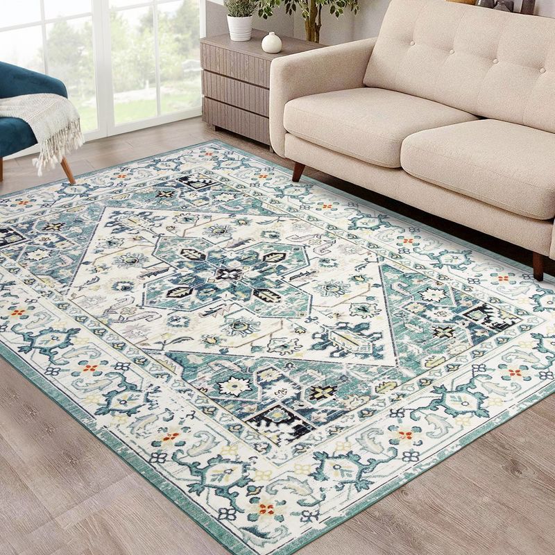 Area Rug Vintage Bohemian Rug Low-Pile Indoor Machine Washable Carpet, Ultra Soft Area Rugs for Bedroom Living Room Dining Room, 3 of 9
