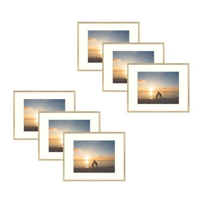 Golden State Art 11x14 Aluminum Picture Frame 1.02 Inch Thickness for 8x10 Photo - Pack of 6