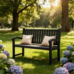 Gulches Outdoor Resin Bench (47.87”L×23.07”W×35.24”H) – Wood-Look Weather-Resistant, 5 Metal Bars, 500LBS Capacity for 2 - 1 of 4