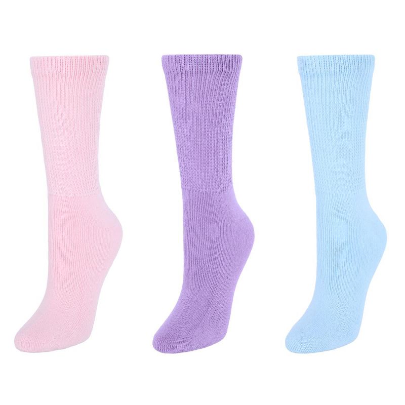 CTM Women's Diabetic Pastel Color Crew Socks (3 Pack), 1 of 5