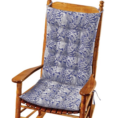 Collections Etc Leaf Rocking Chair Back and Seat Cushions 2 Piece Set 19.75 X 17 X 1 Navy