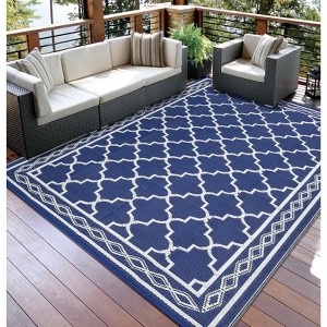 Outdoor Modern Erasable Carpet for Garden Backyard Portable Lightweight Plastic Straw Rug for Camping Stripe Plaid Picnic Mat - 1 of 4