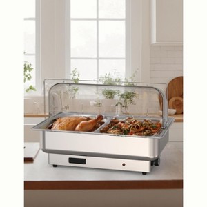 Rectangular Chafing Dish Electric Buffet Set,9QT Stainless Steel Food Servers and Warmers with Temperature Control for Catering, Wedding and Parties - 1 of 4