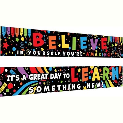Syncfun 2 Pack (61" x 9.5") Motivational Classroom Reading Banner Poster Inspirational Bulletin Decoration Board for Kindergarten Primary School