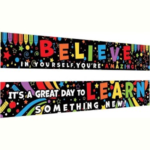 Syncfun 2 Pack (61" x 9.5") Motivational Classroom Reading Banner Poster Inspirational Bulletin Decoration Board for Kindergarten Primary School - 1 of 4