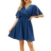 Coolmee Women's Summer Floral Sundress Short Sleeve Wrap V Neck A-Line Midi Dress - 2 of 4