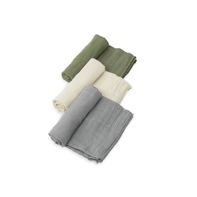 Image of Little Unicorn Cotton Muslin Swaddle Blanket - Fern 3pk
