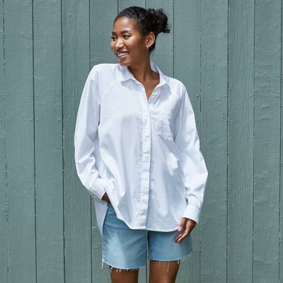 white denim long sleeve shirt