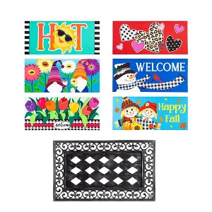Evergreen 4-Season Sassafras Mats, Set of 6, Whimsical, Includes 5 inserts and 1 frame Sassafras Indoor Outdoor Switch Doormat 1'10"x22" - 1 of 4