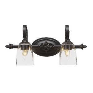 Toltec Lighting Elegante 2 - Light Vanity in  Dark Granite with 4.5" Square Clear Bubble Shade - 1 of 1