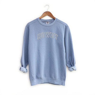 Simply Sage Market Women's  Garment Dyed Graphic Sweatshirt Embroidered Howdy Varsity Outline