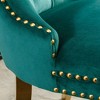 Set of 2 Beige Tufted Solid Wood Contemporary Velvet Upholstered Dining Chair with Golden Stainless Steel Plating Legs and Nailhead Trim - 3 of 4
