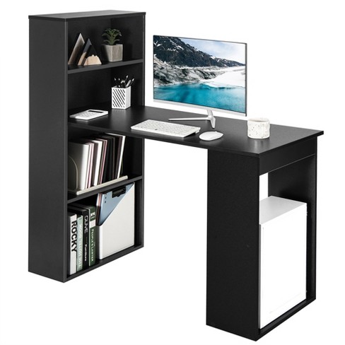 Costway Computer Desk Writing  Workstation Office w/6-Tier Storage Shelves White\Black - image 1 of 4
