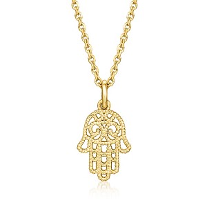 Pure Collection by Ross-Simons Italian 18kt Gold Vermeil Hamsa Pendant Necklace Size 16 - 1 of 4