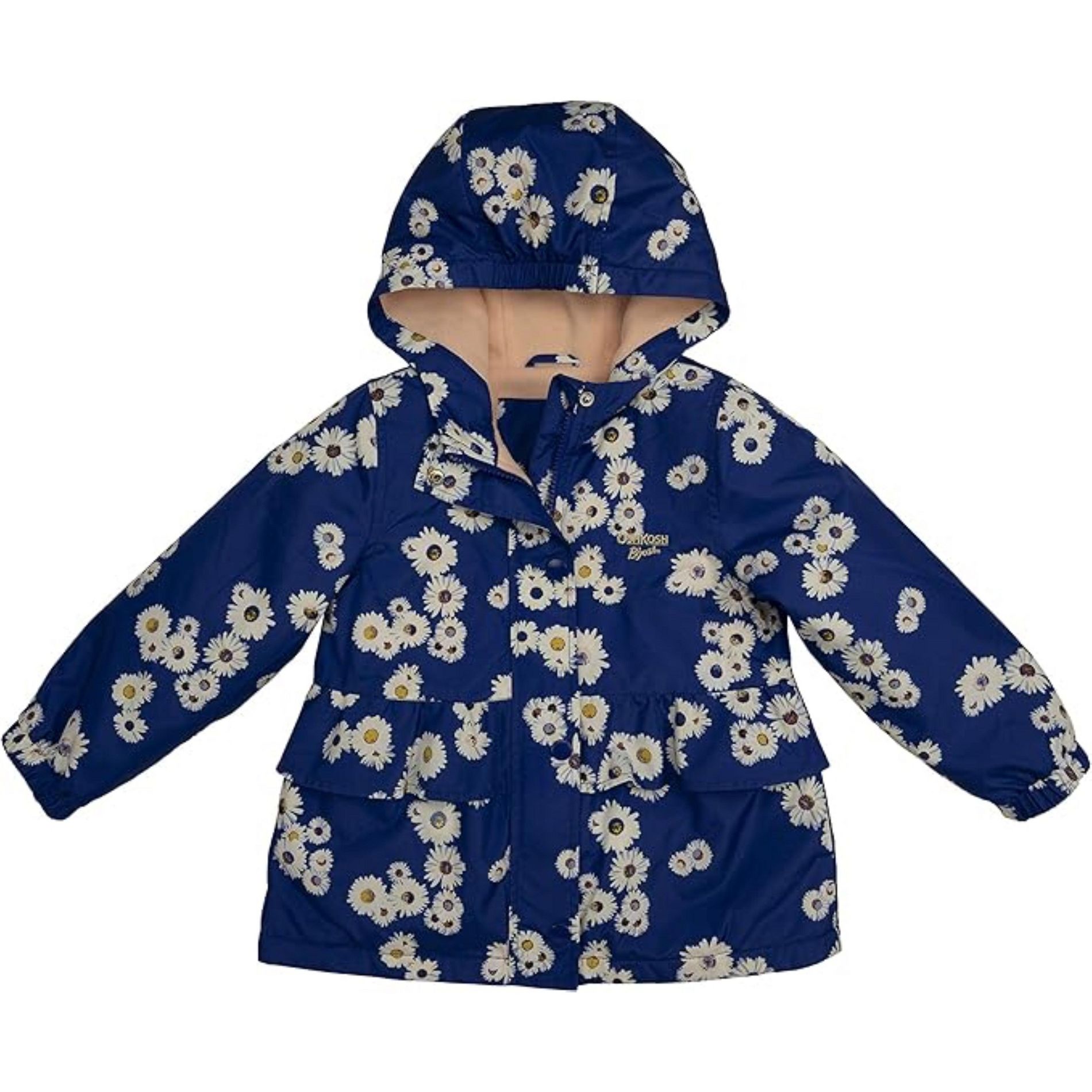OshKosh B'Gosh Little Girls' Midweight Ruffle Fleece Lined Jacket, Blue, 5/6