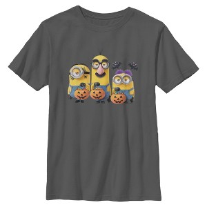 Boys Despicable Me Dave Kevin and Stuart Trick Or Banana Bucket T Shirt - 1 of 4