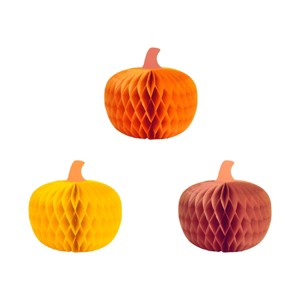 3ct Thanksgiving Honeycomb Pumpkin Decor - Spritz™ - 1 of 3