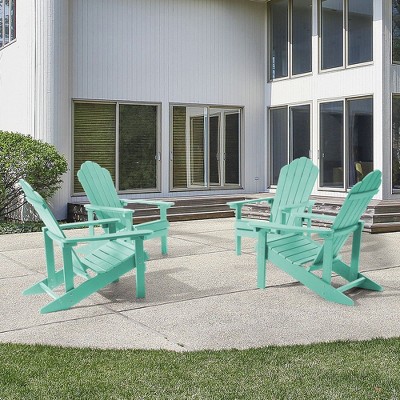 Sonkuki 4-Pack Faux Wood Adirondack Chair with High Back and Wide Seat