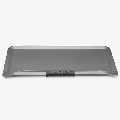 Gray Nonstick Carbon Steel Cookie Sheet with Silicone Grips, 14" x 16"