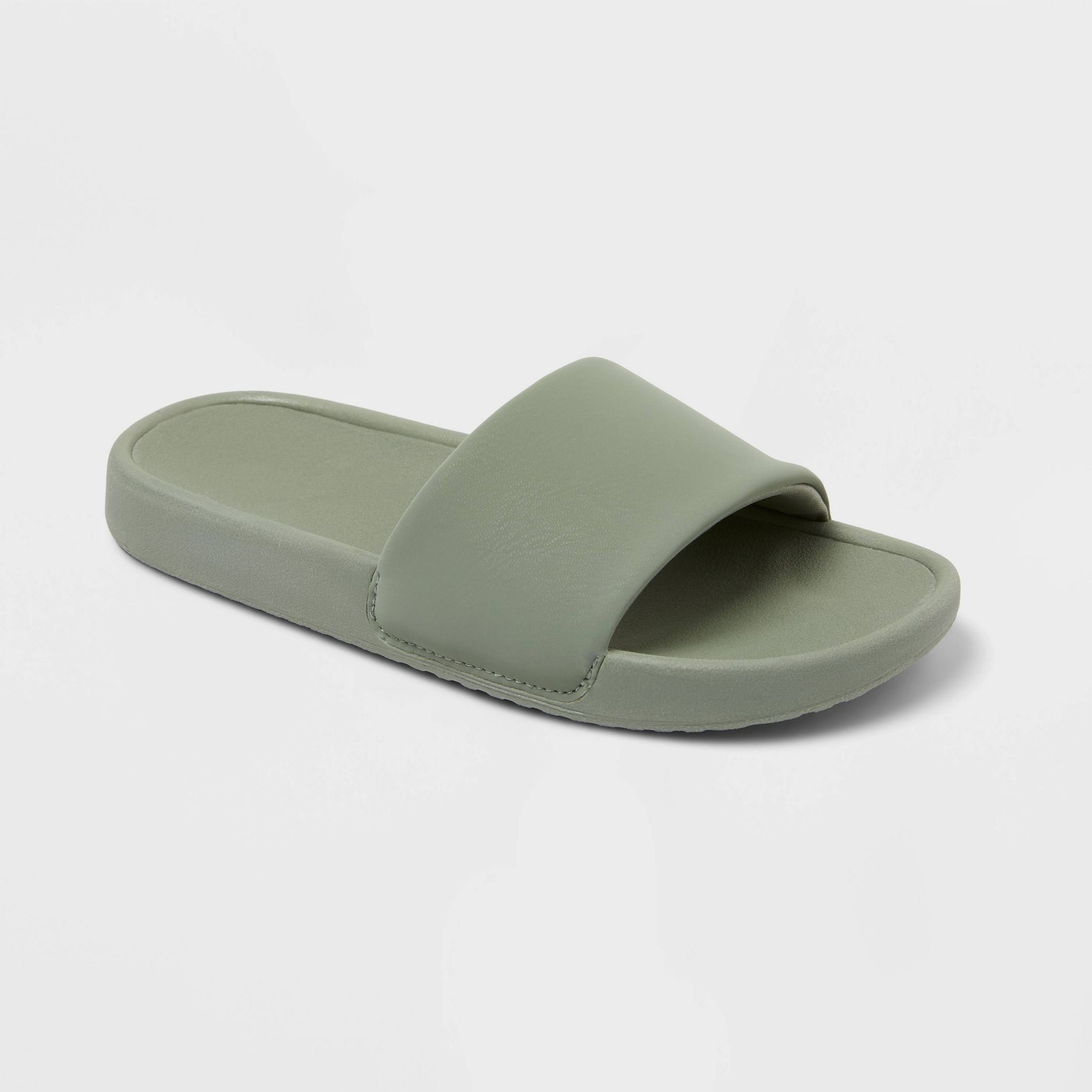 Kids' Tatum Comfort Slides - All In Motion™ Olive Green 1: Slip-On Sandals, EVA Insole, Treaded Outsole