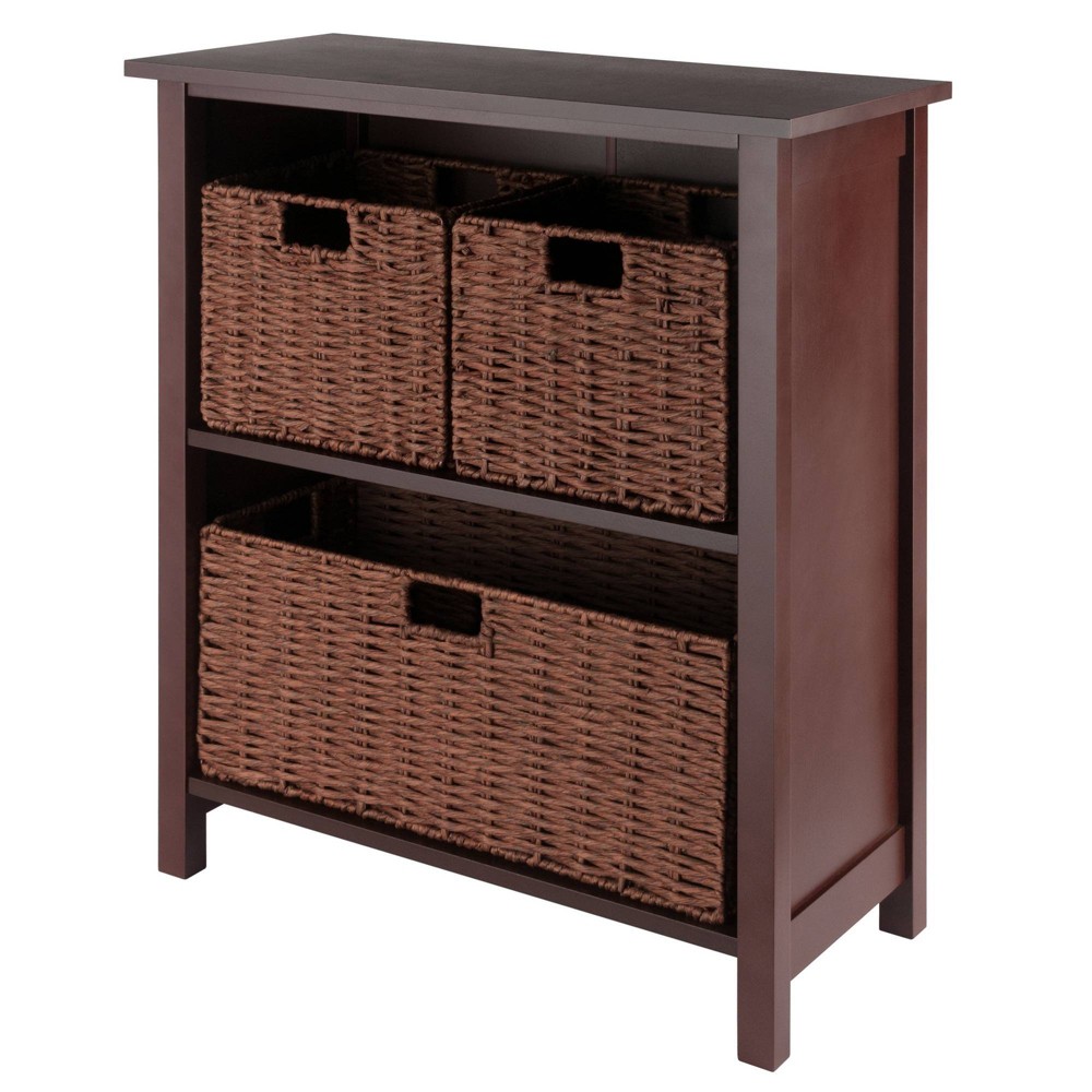 Photos - Wall Shelf 30" 4pc Milan Storage Shelf with 3 Small Baskets Walnut - Winsome: Transit