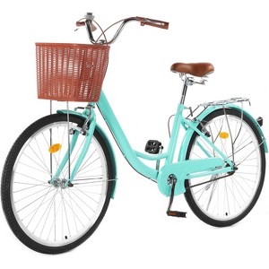 24 & 26 Inch Women's Beach Cruiser Bike  Step-Through Design with Basket - 1 of 4