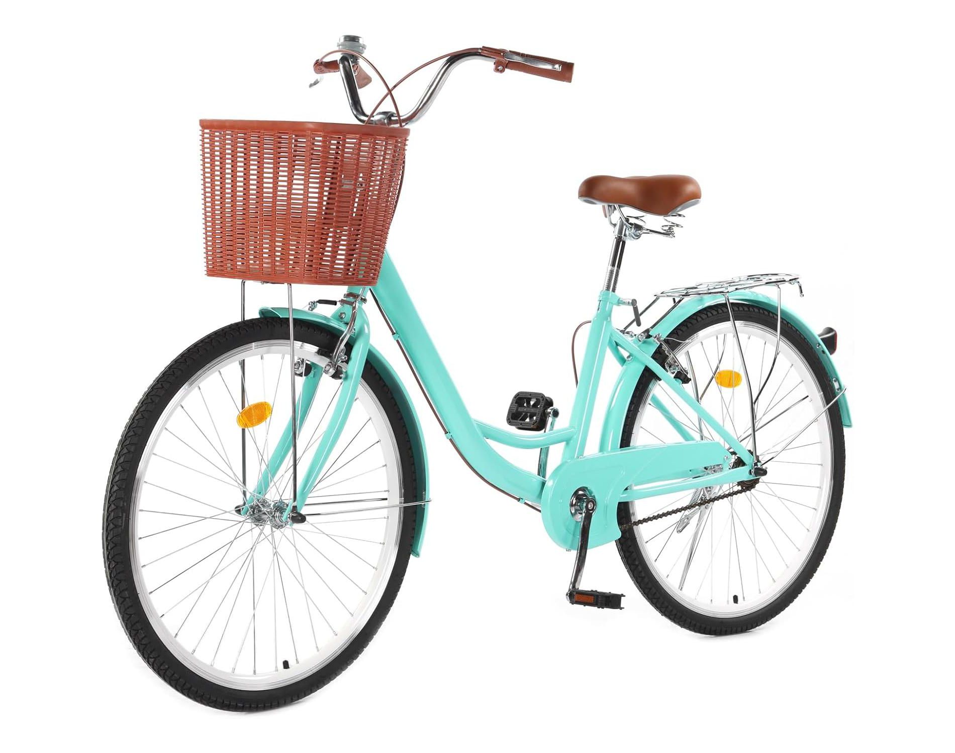24 & 26 Inch Women's Beach Cruiser Bike Step-Through Design with Basket