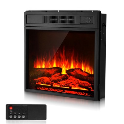 VEVOR Electric Fireplace Insert,18 in Recessed and Wall Mounted with Adjustable 3 Flame Brightness Levels & 24h Timer & Remote Control, 5000BTU Black