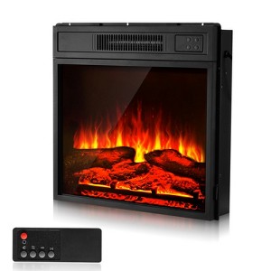VEVOR Electric Fireplace Insert,18 in Recessed and Wall Mounted with Adjustable 3 Flame Brightness Levels & 24h Timer & Remote Control, 5000BTU Black - 1 of 4